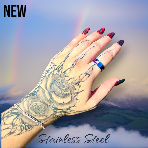 💝New Unisex Spider Stainless Steel Rainbow Band ring - Picture 9 of 12